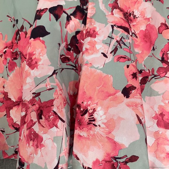 Jodi Kristopher Formal Elegant Floral Skirt Pleated Flared Puffy Skirt Pink 9 - Picture 12 of 13